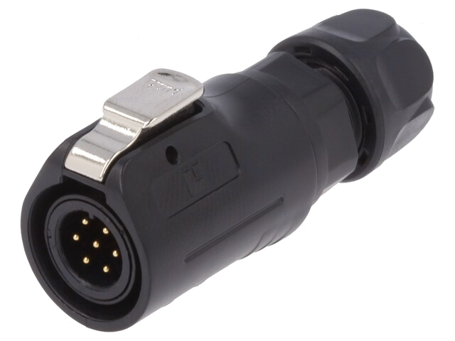 Connector: rond; stekker; maat 12; 02; mannelijk; PIN: 7; verguld; 3A Connector: rond; stekker; maat 12; 02; mannelijk; PIN: 7; verguld; 3A